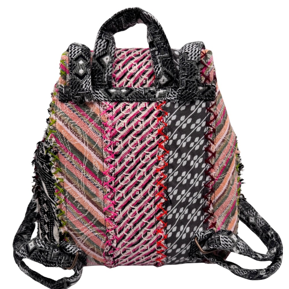 Demdaco Patchwork Backpack Adjustable Strap Boho … - image 2